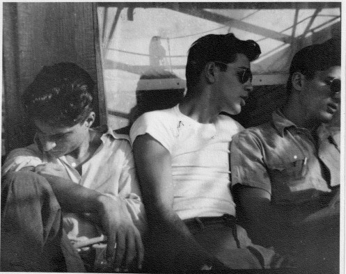 Departure day for three young American-Armenians setting sail on the Russian ship Rossiya from New York to Soviet Armenian in 1947. In the center is Hazel Antaramian-Hofman's father. Courtesy of the Antaramian Family, 2012.